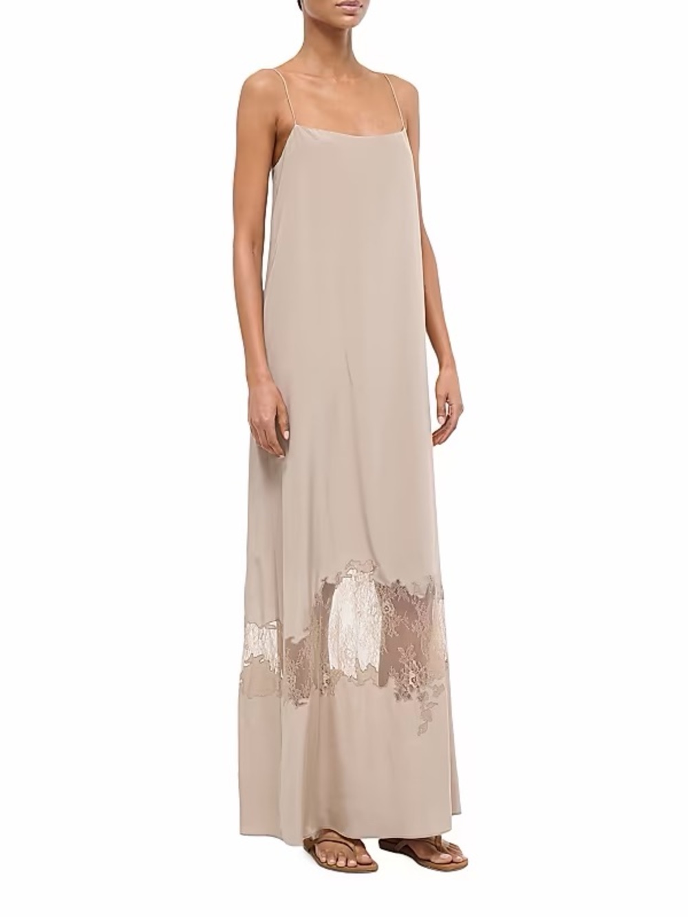 Staud NWT Medium Delfina Silk Maxi Dress Dune Nude - Picture 3 of 12